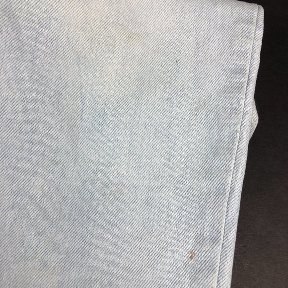 VTG 90s Bugle Boy Jeans Men's 32 x 29* Light Blue Thrashed Stained Denim Cotton - Picture 7 of 16
